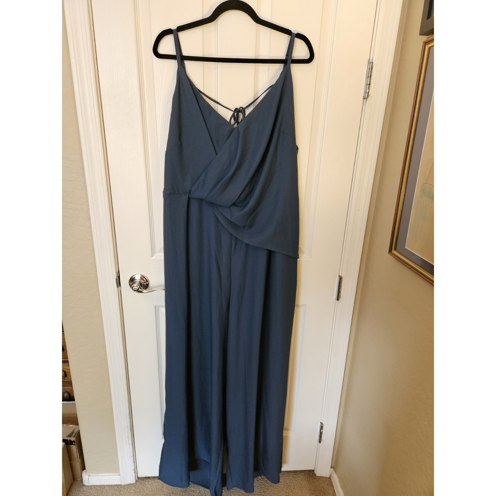 NWT Refinity - City Chic Sahara Teal Blue Faux Wrap Bodice Jumpsuit, Plus 24